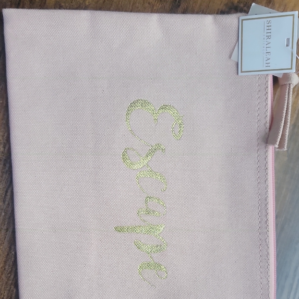 Shiraleah Pink Cosmetic Bag with Gold Accent